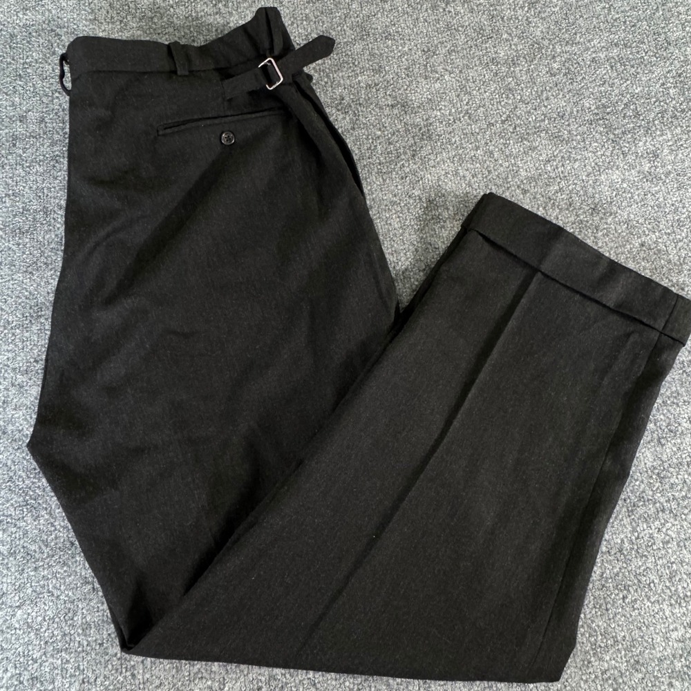 Polo Ralph Lauren Dress Pants Mens 38/30 Pleated Side Buckle Poly Blend Charcoal